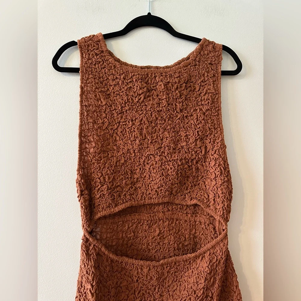 Free People Scarlet Smocked cut out mini dress burnt orange - Picture 3 of 5